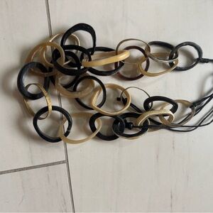 Black and Coral Shell Chain Link Necklace